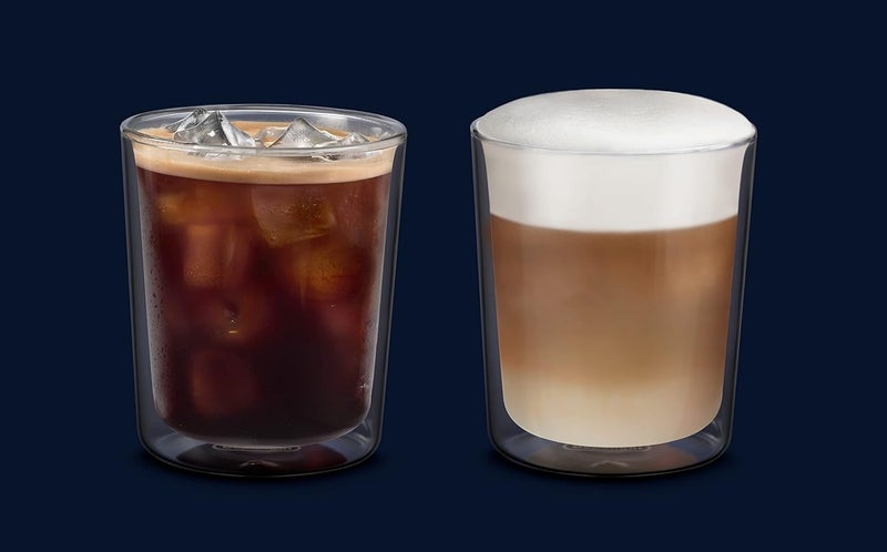 De'Longhi مجموعة نظارات حرارية مزدوجة الجدار من دي'لونجي، 2 قطعة، 400 مل، زجاج بوروسيليكات مصبوب يدويًا، معزولة حراريًا، خالية من التكثف، آمنة في غسالة الصحون والميكروويف - DLSC318 - Image 2